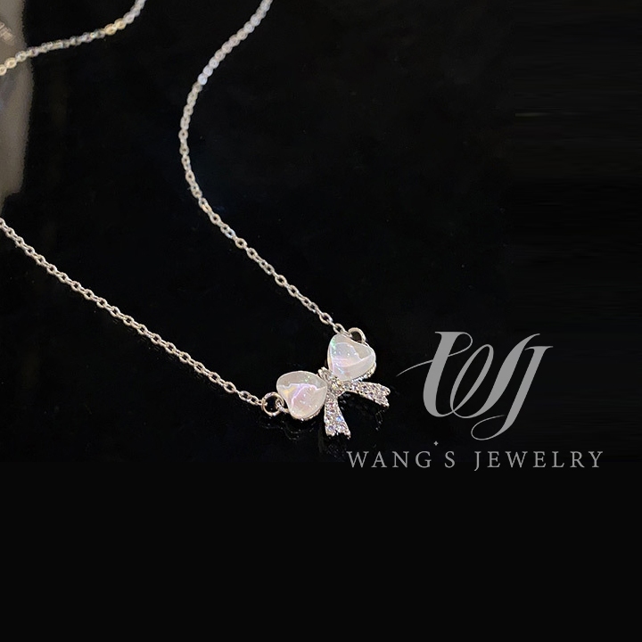 Wj Vòng cổ nơ đá mắt mèo tinh tế dành cho nữ 2024 mẫu bùng nổ mới dây chuyền xương đòn nhẹ sang trọng thích hợp cao cấp cảm giác vòng cổ