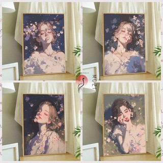 Mozi ✨40 * 50cm / 30 * 40cm Cô Gái Tự Làm Kỹ Thuật Số Tranh Sơn Dầu Sơn Màu Đầy Tranh Vẽ Tay Acrylic Tranh Sơn Dầu Trang Trí Nhà Cửa Tranh