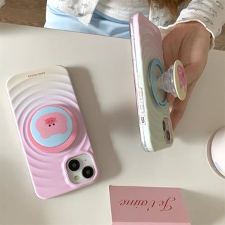 Ốp bảo vệ đứng họa tiết mèo gradient màu hồng nữ tính cho iPhone 15pro 15promax 14 14promax 14pro 16 pro max 16plus