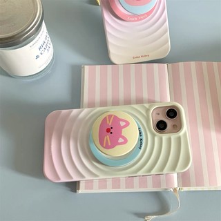 Ốp bảo vệ đứng họa tiết mèo gradient màu hồng nữ tính cho iPhone 15pro 15promax 14 14promax 14pro 16 pro max 16plus