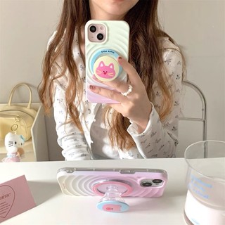 Ốp bảo vệ đứng họa tiết mèo gradient màu hồng nữ tính cho iPhone 15pro 15promax 14 14promax 14pro 16 pro max 16plus