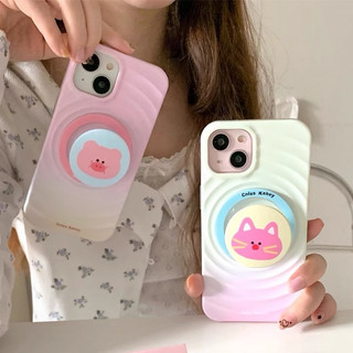 Ốp bảo vệ đứng họa tiết mèo gradient màu hồng nữ tính cho iPhone 15pro 15promax 14 14promax 14pro 16 pro max 16plus