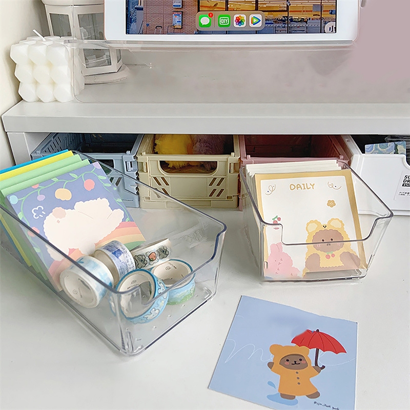 < Beartwo > Hộp Bảo Quản Acrylic Mỹ Phẩm Để Bàn Hộp Nhựa Trong Suốt Ký Túc Xá Hộ Gia Đình Mặt nạ Da Hộp Bảo Quản Tủ Lạnh Đẹp