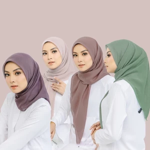 Jifang 110x110cm Chất Lượng Cao Trơn Bong Bóng Voan Vuông Khăn Hồi Giáo Bawal Hijab Vuông WJ938