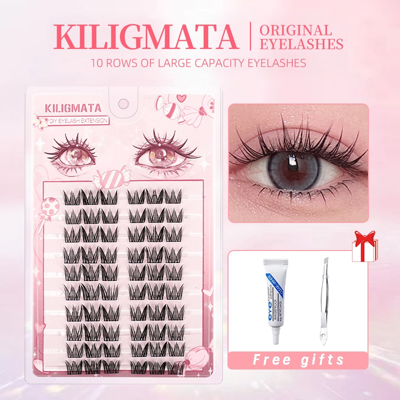 Lông Mi Giả KILIGMATA 10 Hàng Dày 3d Tự Nhiên 11mm-13mm /mi giả tách sợi/mi giả tự nhiên