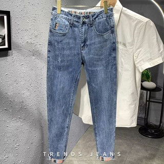 Quần jean nam ESEA dáng rộng giản dị thiết kế thương hiệu thời trang quần jean thêu mùa xuân