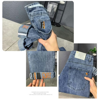 Quần jean nam ESEA dáng rộng giản dị thiết kế thương hiệu thời trang quần jean thêu mùa xuân