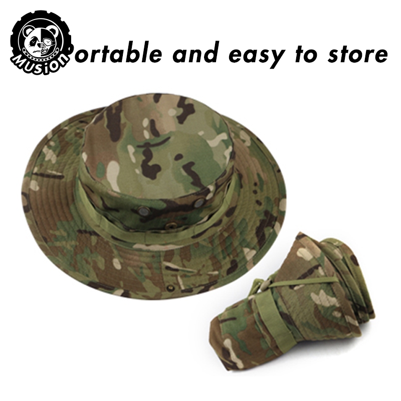 Bộ mũ Balaclava Boonie có thể gập lại Musion, Mũ câu cá chống nắng mềm mại và thoáng khí, Mũ chống nắng viền rộng để săn bắn và câu cá ngoài trời