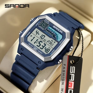 Đồng hồ nam chống nước đa chức năng hình vuông nhỏ Sanda 6196 thời trang