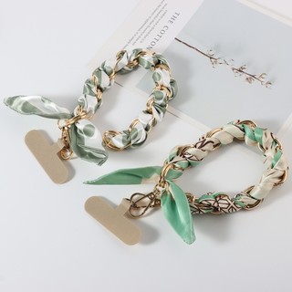 Điện Thoại Di Động Dây Lụa Khăn Kim Loại Dây Xích Cổ Tay Pháp Khóa Đôi Dây Ngắn Mạnh Bền Di Động Dây Buộc Móc Khóa