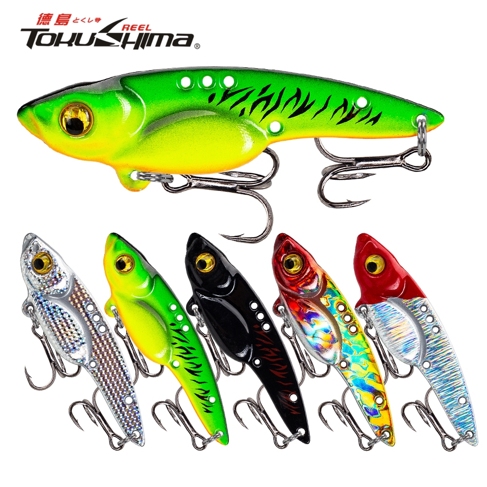3.5g / 5g / 7g / 10g / 14g / 17g Spinner Muỗng Swimbait Kim Loại Đầy Màu Sắc VIB Mồi Với Đôi Treble Móc Chìm Jig Mồi Cứng Câu Cá