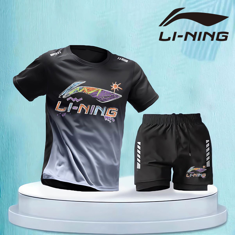 Li Ning Chuyển Đổi Thể Thao Phù Hợp Với Nam Nữ Summmer Thể Dục Quần Áo Nhanh Khô Mùa Hè Băng Lụa Tay Ngắn