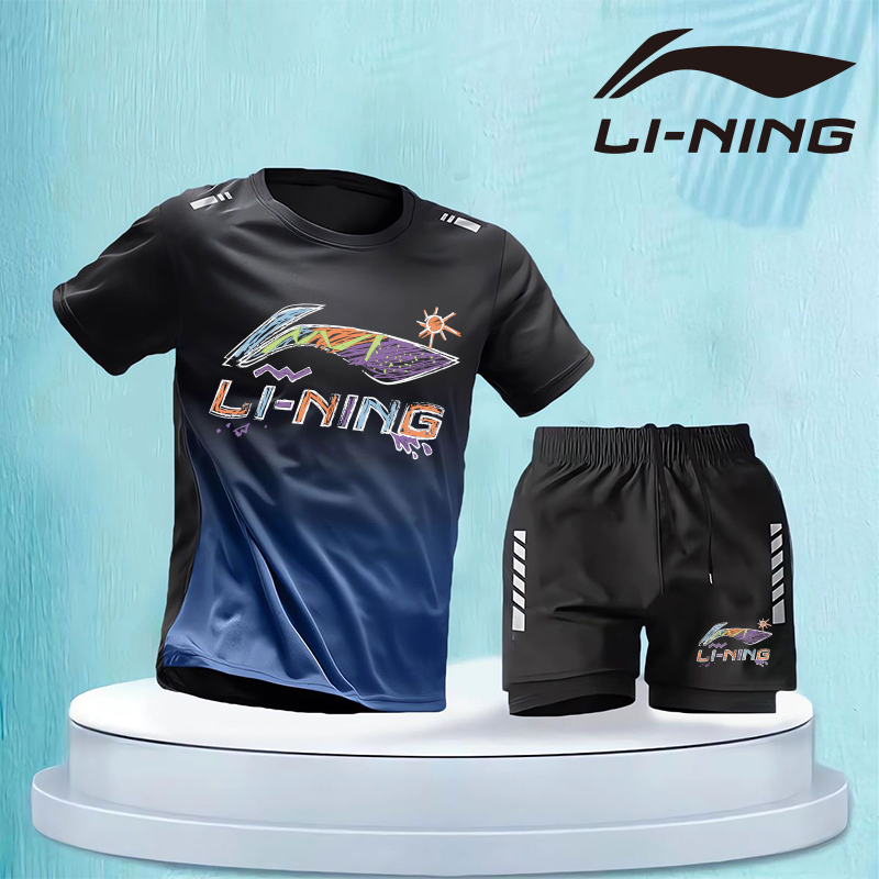 Li Ning Chuyển Đổi Thể Thao Phù Hợp Với Nam Nữ Summmer Thể Dục Quần Áo Nhanh Khô Mùa Hè Băng Lụa Tay Ngắn