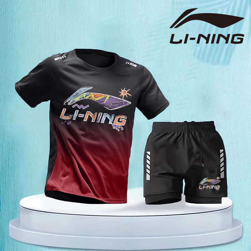 Li Ning Chuyển Đổi Thể Thao Phù Hợp Với Nam Nữ Summmer Thể Dục Quần Áo Nhanh Khô Mùa Hè Băng Lụa Tay Ngắn