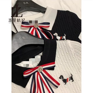 ZHELIHANGFEI Thêu Con Nơ polo Ice Silk Áo Len Nữ Thiết Kế Cảm Giác Thời Trang Phù Hợp Với Phong Cách Phương Tây