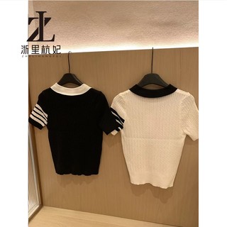 ZHELIHANGFEI Thêu Con Nơ polo Ice Silk Áo Len Nữ Thiết Kế Cảm Giác Thời Trang Phù Hợp Với Phong Cách Phương Tây