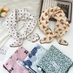 68 Vải Lanh Cotton Phiên Bản Hàn Quốc Khăn Vuông Nhỏ Mùa Xuân Thu Phù Hợp Với Mềm Mại Thoáng Khí Mỏng Khăn Nhỏ