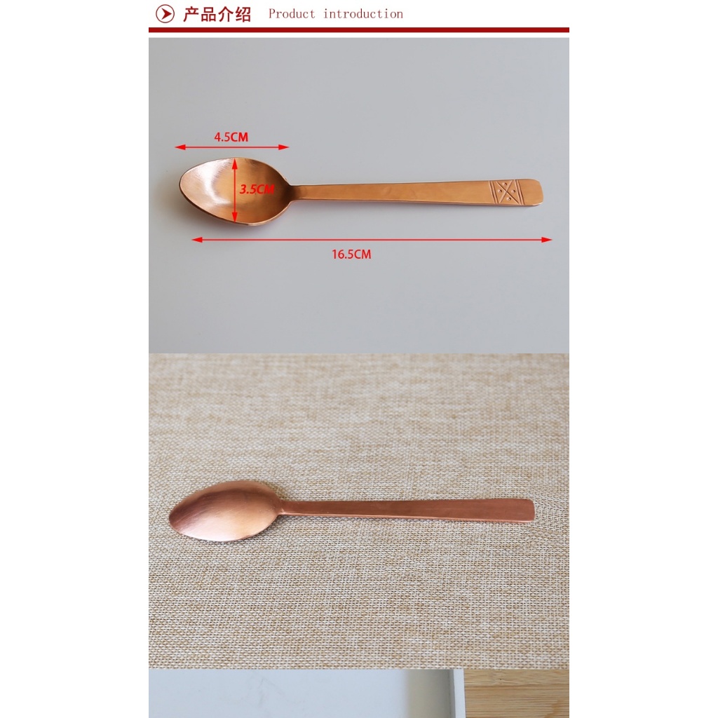 Thìa nhỏ đồng nguyên chất|00528|Thìa đồng thau gia dụng|Thìa súp nhỏ muỗng ăn cơm|Thìa cho người lớn trẻ em|Thìa cán dài dày sáng tạo|Bát đĩa bổ sung đồng