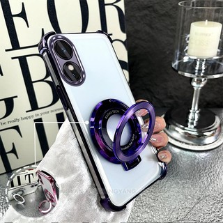 Ốp Lưng Cho OPPO A18 A38 A17 Mạ Điện Bốn Góc Chống Rơi Thiết Kế ốp Lưng Điện Thoại Silicon TPU Mềm ốp Lưng Giá Đỡ Miễn Phí