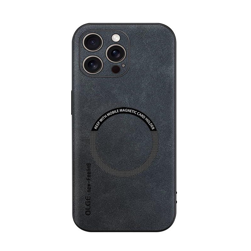 KHÔNG Dấu Vân Tay Sang Trọng Da Sắt Nhẫn Cho iPhone 16 + Plus iPhone16 16 Pro Max Giá Đỡ Ô Tô Bảo Vệ Từ Tính Vỏ Sạc Không Dây