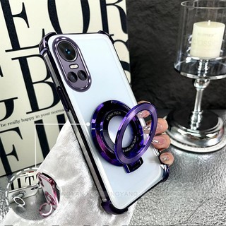 Ốp Lưng Cho OPPO RENO 10 5G RENO 10 Pro 5G Mạ Điện Bốn Góc Chống Rơi Thiết Kế Vỏ Điện Thoại Silicon TPU Mềm Vỏ Giá Đỡ Miễn Phí