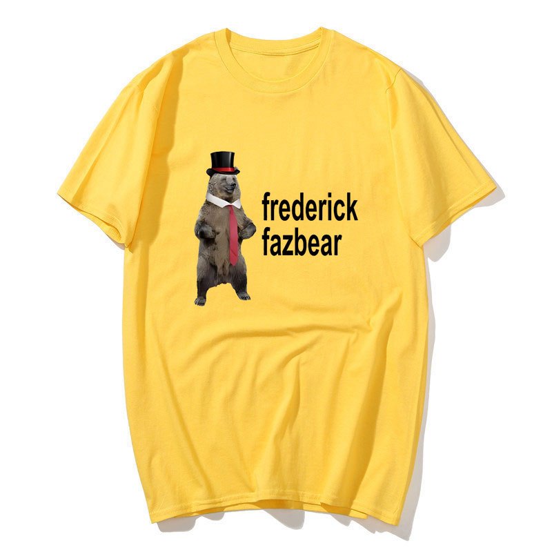 Frederick Fazbear The Fancy Bear Fnaf Tee Áo Nam Nữ Ngộ nghĩnh Meme Quần Áo Áo Áo Cotton Nguyên Chất Quá Khổ Áo Thun Tay Ngắn