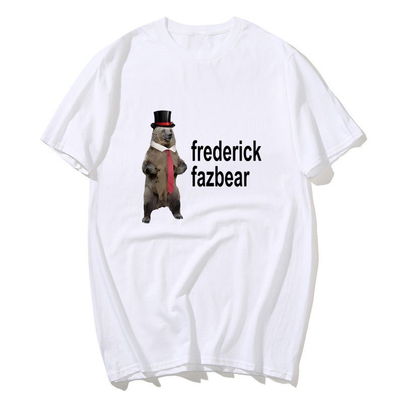 Frederick Fazbear The Fancy Bear Fnaf Tee Áo Nam Nữ Ngộ nghĩnh Meme Quần Áo Áo Áo Cotton Nguyên Chất Quá Khổ Áo Thun Tay Ngắn