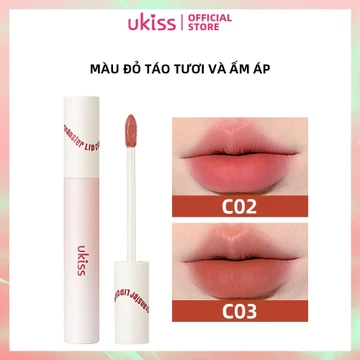 Ukiss Kem mờ chống chuyển môi bùn Kem mờ Velvet giữ ẩm son bóng 3g