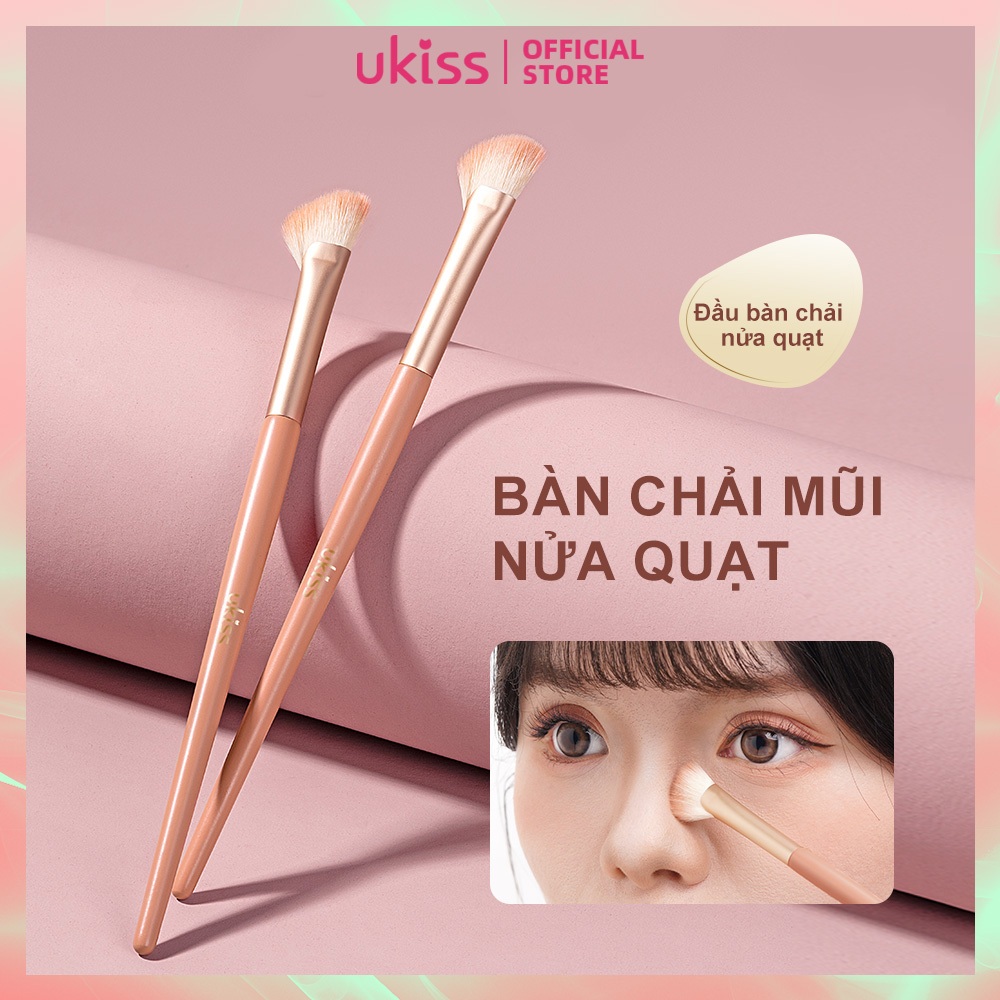 Ukiss một nửa hình quạt mũi bóng bàn chải cọ trang điểm nhân tạo sợi lông Kẹo táo gai loạt