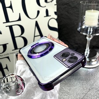 Ốp Lưng Cho OPPO RENO 7Z 5G RENO 8Z 5G Mạ Điện Bốn Góc Chống Rơi Thiết Kế Vỏ Điện Thoại Silicon TPU Mềm Vỏ Giá Đỡ Miễn Phí