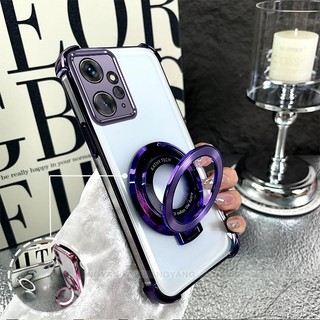 Ốp Lưng Cho Redmi Note 12 4G Mạ Điện Bốn Góc Chống Rơi Thiết Kế Vỏ Điện Thoại Silicon TPU Mềm Vỏ Giá Đỡ Miễn Phí