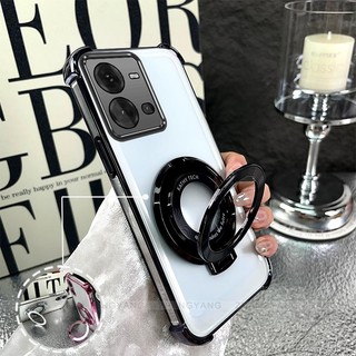 Ốp Lưng Dành Cho vivo V25 5G V25E 5G Mạ Điện Bốn Góc Chống Rơi Thiết Kế Vỏ Điện Thoại Silicon TPU Mềm Ốp Lưng Giá Đỡ Miễn Phí