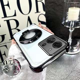 Ốp Lưng Dành Cho vivo V25 5G V25E 5G Mạ Điện Bốn Góc Chống Rơi Thiết Kế Vỏ Điện Thoại Silicon TPU Mềm Ốp Lưng Giá Đỡ Miễn Phí