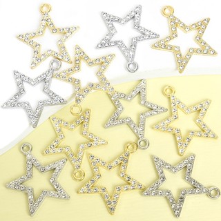 10 Chiếc Quyến Rũ Ngôi Sao Năm Cánh Rỗng Phong Cách Đơn Giản Với Kim Cương Giả Sáng Bóng - Mặt Dây Hợp Kim Pentagram Đa Năng Cho Vòng Cổ Thời Trang DIY, Bông Tai, Móc Khóa Và Trang Trí Quần Áo