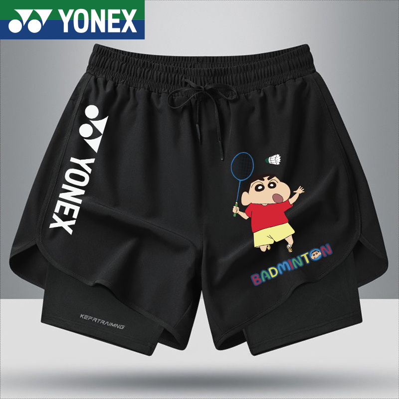 Quần short Yonex Quần short chạy bộ 2 trong 1 Lưới Quần short khô nhanh Quần short tập thể thao