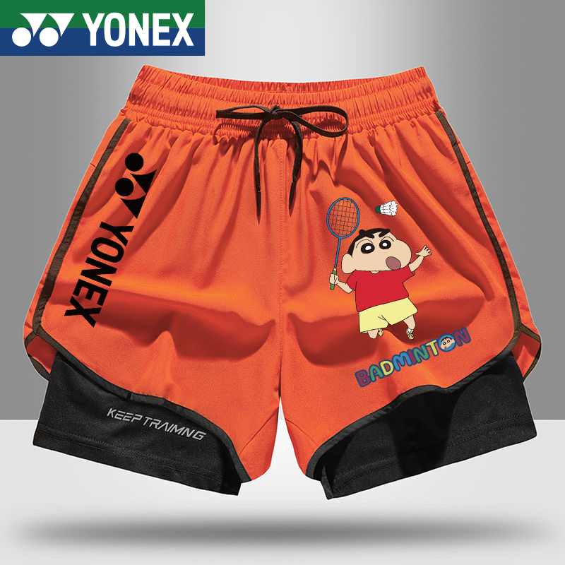 Quần short Yonex Quần short chạy bộ 2 trong 1 Lưới Quần short khô nhanh Quần short tập thể thao