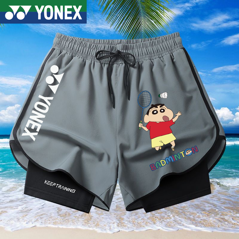 Quần short Yonex Quần short chạy bộ 2 trong 1 Lưới Quần short khô nhanh Quần short tập thể thao