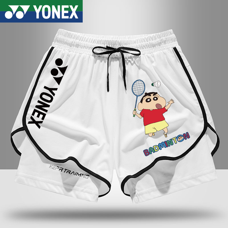 Quần short Yonex Quần short chạy bộ 2 trong 1 Lưới Quần short khô nhanh Quần short tập thể thao
