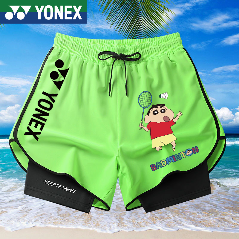 Quần short Yonex Quần short chạy bộ 2 trong 1 Lưới Quần short khô nhanh Quần short tập thể thao