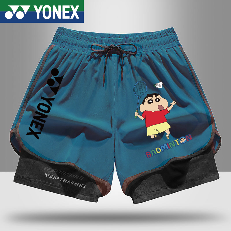 Quần short Yonex Quần short chạy bộ 2 trong 1 Lưới Quần short khô nhanh Quần short tập thể thao