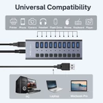 Trung tâm dữ liệu USB chạy bằng ACASIS 10 cổng USB3.1 với công tắc bật / tắt riêng lẻ và Bộ chuyển đổi nguồn 12V4A Bộ chia Hub3.1 USB 10Gpbs cho máy tính xách tay, PC, Máy tính, HDD di động, Ổ đĩa Flash — ảnh 8
