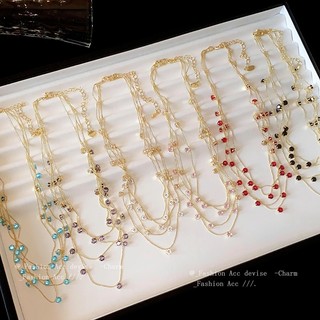 Châu Âu và Mỹ zircon tròn nhiều lớp vòng cổ cảm giác cao cấp nhẹ sang trọng hình học xương đòn chuỗi cổ điển cá tính thời trang bán buôn