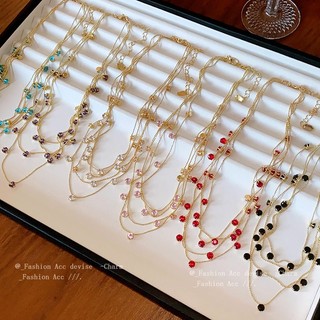 Châu Âu và Mỹ zircon tròn nhiều lớp vòng cổ cảm giác cao cấp nhẹ sang trọng hình học xương đòn chuỗi cổ điển cá tính thời trang bán buôn