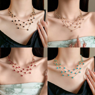 Châu Âu và Mỹ zircon tròn nhiều lớp vòng cổ cảm giác cao cấp nhẹ sang trọng hình học xương đòn chuỗi cổ điển cá tính thời trang bán buôn