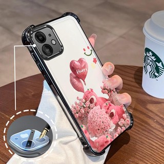 Ốp Lưng Cho iPhone 11 iPhone 11 Pro iPhone 11 Pro Max Mạ Điện Hoạt Hình Hoa Hồng Dễ Thương Gấu Nhỏ Vỏ Điện Thoại Silicon TPU Mềm Bốn Góc Túi Khí Chống Rơi