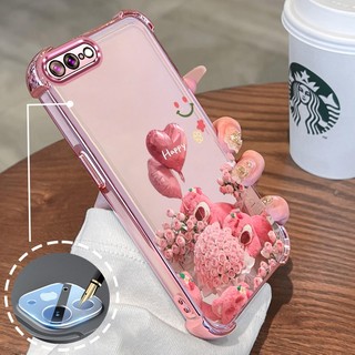Ốp Lưng Cho iPhone 7 Plus iPhone 8 Plus Mạ Điện Hoạt Hình Hoa Hồng Dễ Thương Gấu Nhỏ Vỏ Điện Thoại Silicon TPU Mềm Vỏ Bốn Góc Túi Khí Chống Rơi