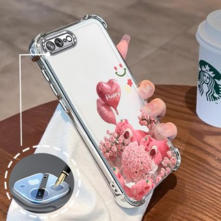 Ốp Lưng Cho iPhone 7 Plus iPhone 8 Plus Mạ Điện Hoạt Hình Hoa Hồng Dễ Thương Gấu Nhỏ Vỏ Điện Thoại Silicon TPU Mềm Vỏ Bốn Góc Túi Khí Chống Rơi
