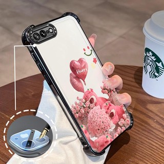 Ốp Lưng Cho iPhone 7 Plus iPhone 8 Plus Mạ Điện Hoạt Hình Hoa Hồng Dễ Thương Gấu Nhỏ Vỏ Điện Thoại Silicon TPU Mềm Vỏ Bốn Góc Túi Khí Chống Rơi