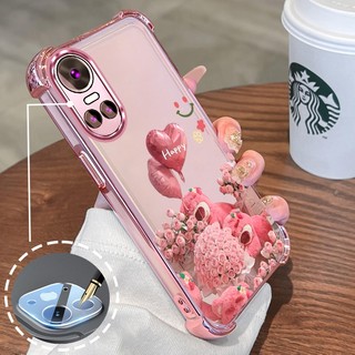 Ốp Lưng Cho OPPO RENO 10 5G RENO 10 Pro 5G Mạ Điện Hoạt Hình Hoa Hồng Hồng Dễ Thương Gấu Nhỏ Vỏ Điện Thoại Silicon TPU Mềm Bốn Góc Túi Khí Chống Rơi