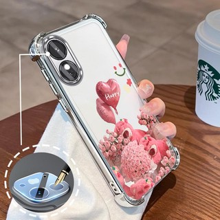 Ốp Lưng Cho OPPO reno 8T 4G reno 8T 5G Mạ Điện Hoạt Hình Hoa Hồng Hồng Dễ Thương Gấu Nhỏ Vỏ Điện Thoại Silicon TPU Mềm Bốn Góc Túi Khí Chống Rơi